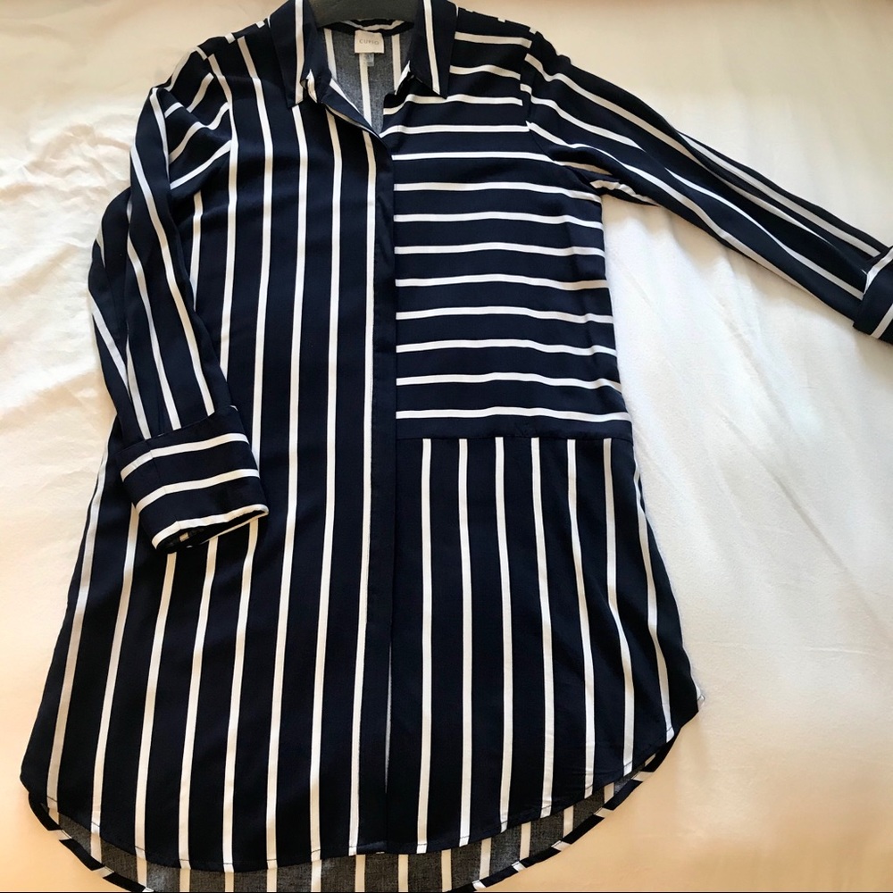 Cupio - Navy/White Stripe Shirt Dress or Tunic